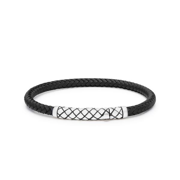 437BLK bracelet leather silver CROSSLINE Collection