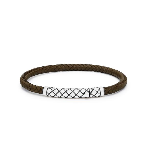 437BRN bracelet leather silver CROSSLINE Collection