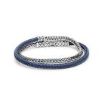 439BLU wrap bracelet silver & leather CROSSLINE Collection