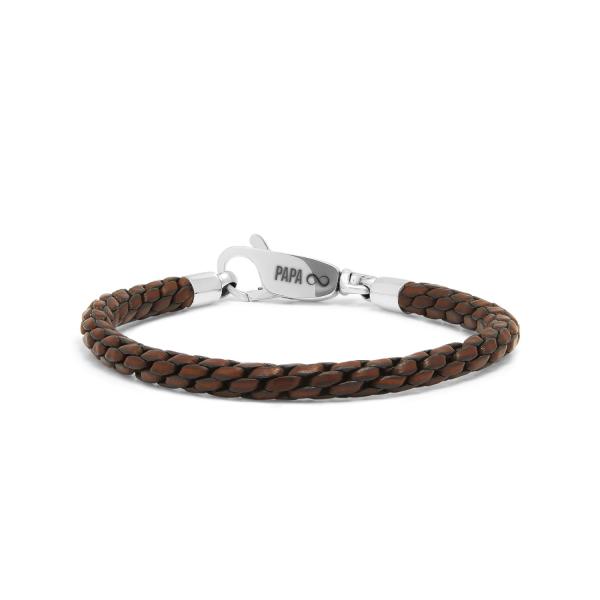755BRN bracelet leather silver Female DOUBLE LINKED Collection