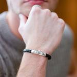 766BLK bracelet leather silver Male FOX Collection