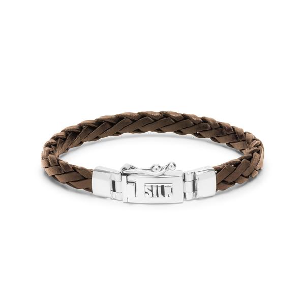 766BRN bracelet leather silver FOX Collection