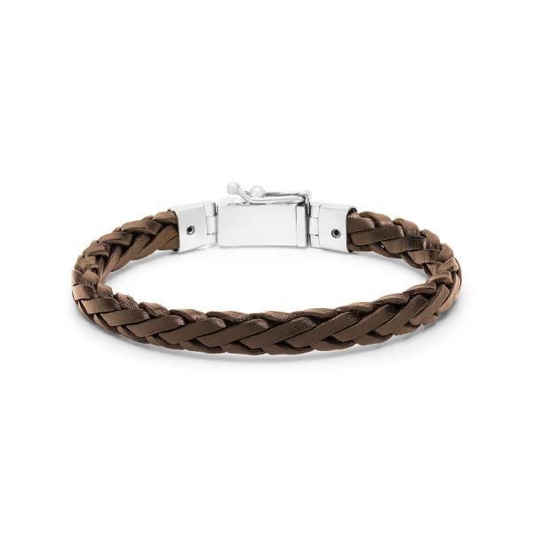 766BRN bracelet leather silver FOX Collection