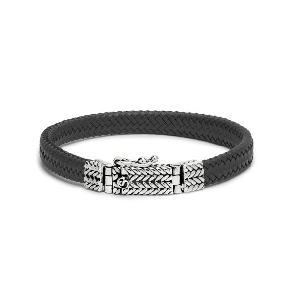 781BLK bracelet leather silver ALPHA Collection