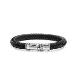 X336BLK bracelet silver & leather SXM - Bambu Collection